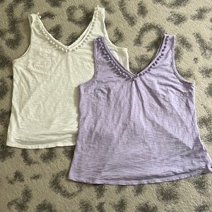 Lilly Pulitzer set of GiGi Tank tops with pom Pom sleeves size XL